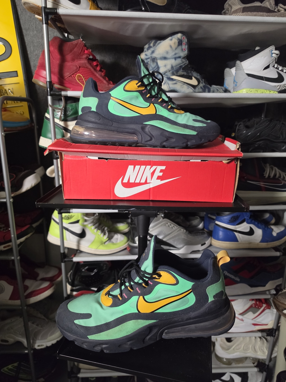🔥 Nike Men's Size 12 Air Max 270 Green & Yellow Athletic Sneakers